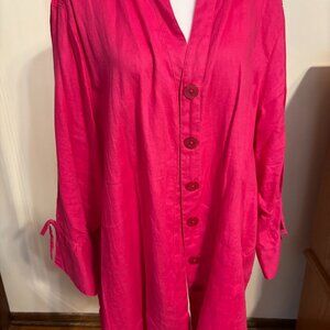 JOHN MARK Hot Pink Linen Tunic with Pockets - 3x
